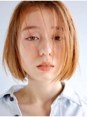イメチェン/ホワイトブロンド/外ハネボブ/ワイドバング/表参道