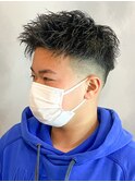 アップバング短髪ツイストスパイラルブリーチパーマツイスパ