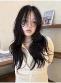 ダークグレージュ　ウルフレイヤー　ハッシュカット　堀江