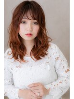 カバーヘア ブリス 大宮西口(COVER HAIR bliss)&nbsp;個性的レッドブリーチオンカラーx無造作パーマ小顔セミディZ大宮