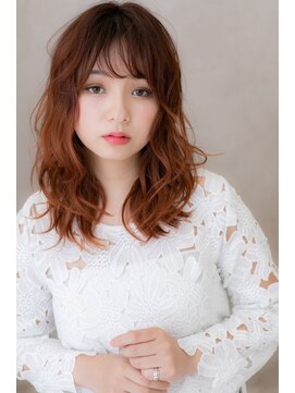 カバーヘア ブリス 大宮西口(COVER HAIR bliss) 個性的レッドブリーチオンカラーx無造作パーマ小顔セミディZ大宮