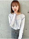 【山田】ミルクティーベージュ切りっぱなしストレートボブ