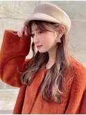 韓国風　ミルクブラウン　レイヤーロング　透明感