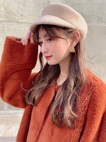韓国風　ミルクブラウン　レイヤーロング　透明感