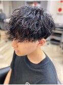 波巻きパーマ ニュアンスパーマ メンズカット 黒髪 20代【札幌】