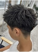 ビジネスショートメンズマッシュツイストパーマツーブロック