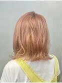 ペールピンクオレンジ外ハネ
