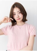 大人かわいい前髪セシルカットココアブラウンフリンジウェーブ