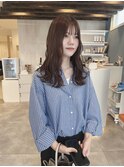 ピンクイヤリングカラー×波ウェーブ