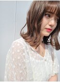 ミディアム ボブ ベージュ