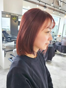 エイス 梅田 中津(Ace) きりっぱなしボブ　ローズピンクカラー