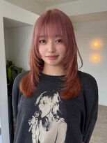 レノ 直江店(RENO)&nbsp;顔周りレイヤー×ピンクベージュ/髪質改善カラー