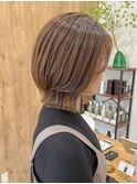 ボブレイヤー×オリーブベージュ