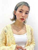 ラボヌールヘアーレーヴ 池袋店(La Bonheur hair reve) ペールグリーン×切りっぱなしロブ