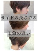 大人ショート ヘア かっこいいオシャレ丸顔面長 前髪ありK04-07