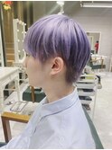 ブルーシルバーカラー　ウルフマッシュショート　ブリーチカラー