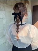 アレンジ　艶髪　髪質改善　ヘアセット　編みおろし　顔まわり
