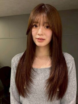 ロングレイヤーカット/マロンブラウン/髪質改善/ストレート1