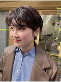 くせ毛を活かしたオレンジブラウンマッシュショート