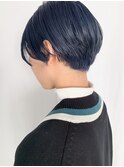 サックスブルー×簡単マニッシュショート