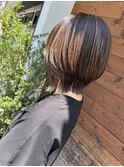 ボブ レイヤー くびれショート ハイライト 白髪ぼかし 30代40代