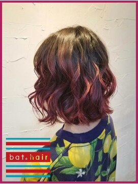バトヘアー 渋谷本店(bat hair) 【bathair渋谷/持田】レッドグラデーションボブボルドーワンレン