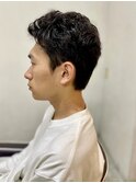 MEN'S HAIR束感ショートマッシュパーマアッシュブラック