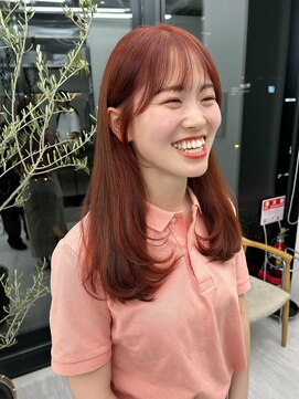 ビューナゴヤ 名駅(VIEW NAGOYA) 顔まわりカット/レイヤーカット/ロングセミディ/オレンジカラー