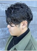 メンズマッシュセンターパートスパイラルパーマニュアンスパーマ