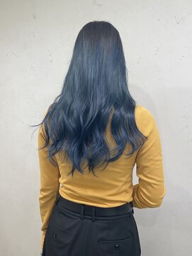 アジールヘア 東上野店(agir hair) 20代30代大人シアンブルーカラーブリーチ【上野】