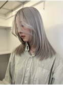 シルバーベージュ/ハイトーン/顔周りレイヤー