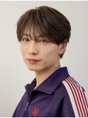 韓国ヘアニュアンスコンマバングセンターパートフェザーパーマ
