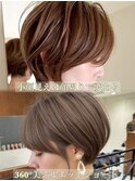 ハイライト白髪ぼかしダブルカラーインナーカラーショートボブ