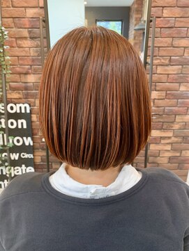 ヘアサロンオーケストラ(HAIR SALON ORCHESTRA) 福山　ハイライト　オレンジカラー　ショートボブ〈ORCHESTRA〉