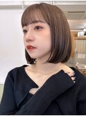 大人可愛い20代30代40代小顔内巻きボブ×ラテベージュ
