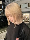 ミニボブ 切りっぱなしボブ ボブウルフ ハイトーンカラー【Riku