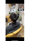 ツーブロックアップバング金メッシュ