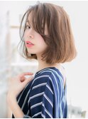 ココアベージュくせ毛風小顔Aライン大人ボブh3越谷20代30代40代