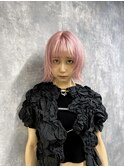 ピンクカラー 20代30代 ウルフカットレイヤーカットインナー