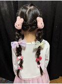 編み込みツインテール