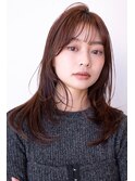 チョコグレージュ/20代30代大人かわいい/ミディアムレイヤー
