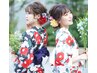 【SNS映え/大人気レトロ!!】浴衣レンタル+着付け+無料ヘア+小物