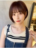 マロンベージュ/ボブ/前髪/レイヤー/小顔/髪質改善/縮毛矯正天神