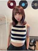 【ulu yui】外ハネ ワインレッド ニュアンスカラー