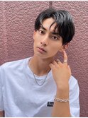 センターパートメンズマッシュパーマニュアンスパーマ刈り上げ