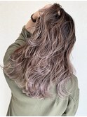 ミルクティーベージュダブルカラーハイライトバレイヤージュ