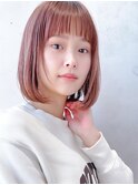 Say.ミディアムボブチェリーブラウンミニウルフワインレッド青山