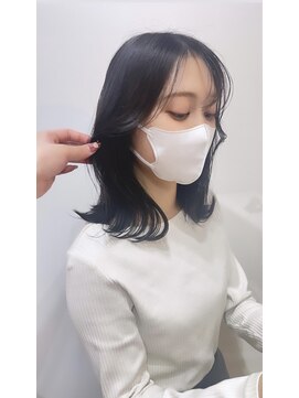 ユニ バイ マグ 長野店(Uni.by Mag) 【艶感★シースルーバング】韓国 髪型 大人可愛いくびれ巻き髪