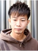 七三オールバックツイストパーマかき上げヘアコンマヘア