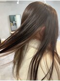 インナーカラーベージュ*シアーカラー艶髪ストレートロング